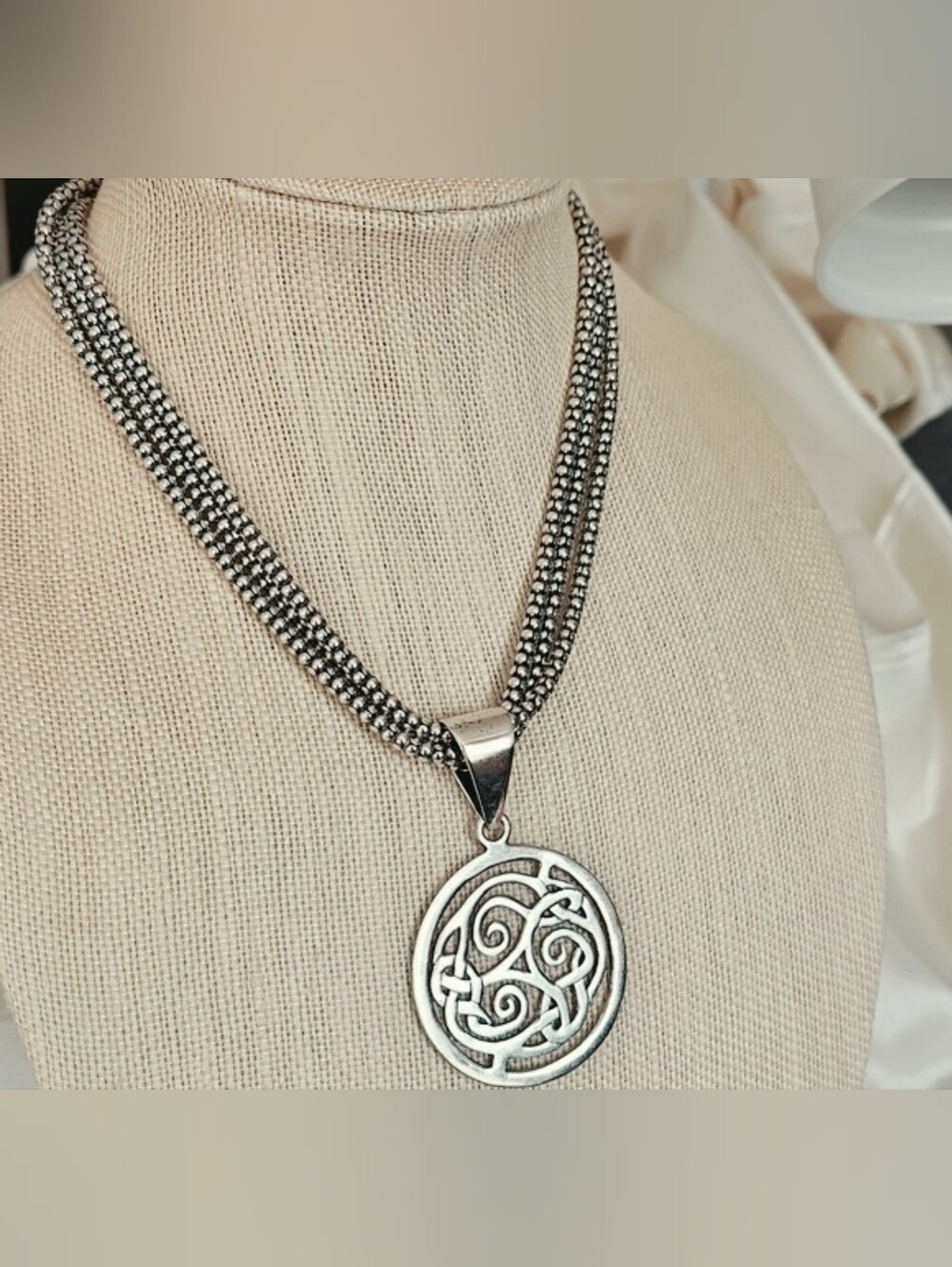 Silpada Sterling Silver Popcorn Strand Necklace N1108 & Celtic Pendant